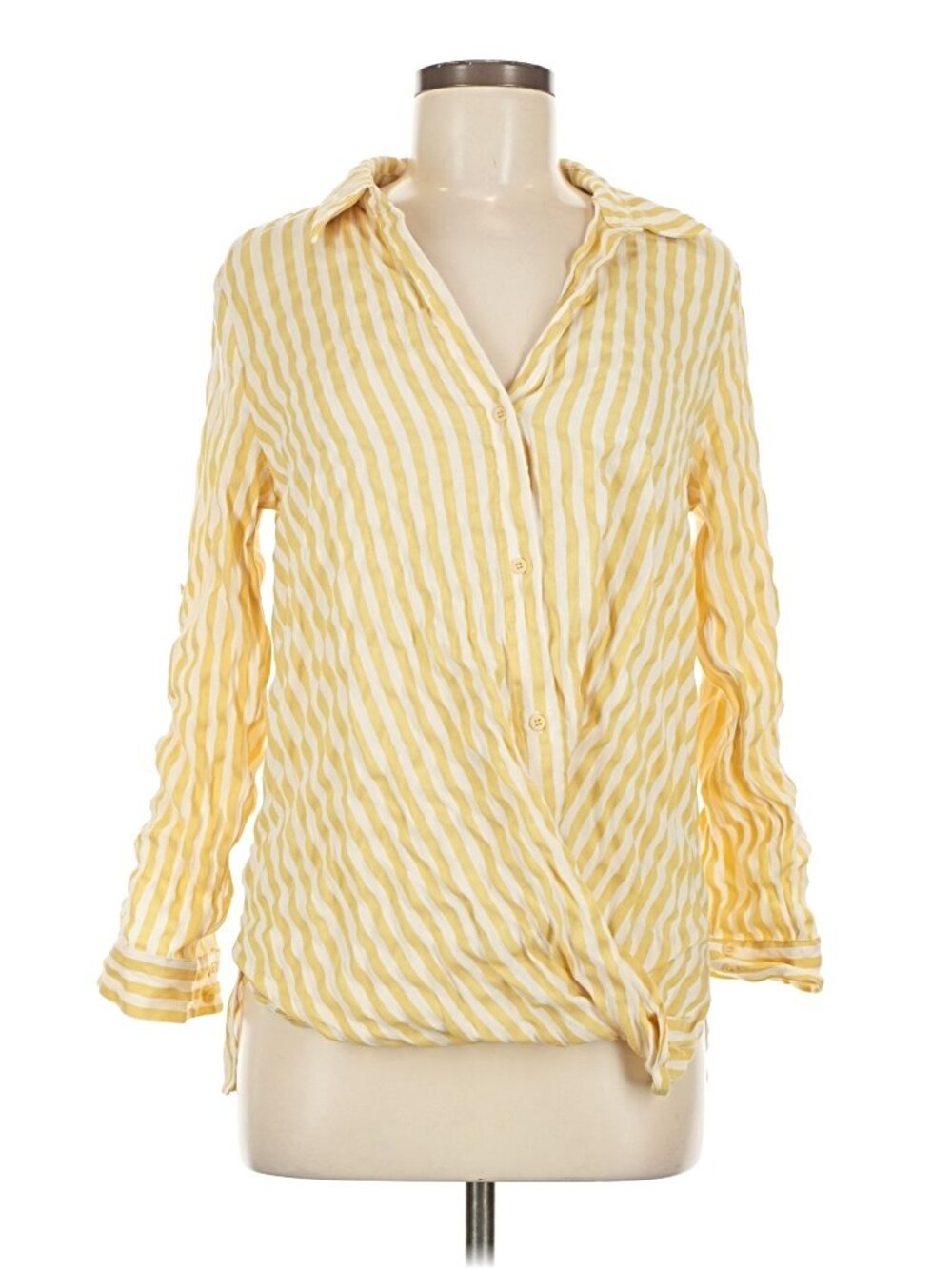 Butter Yellow Striped Button Down